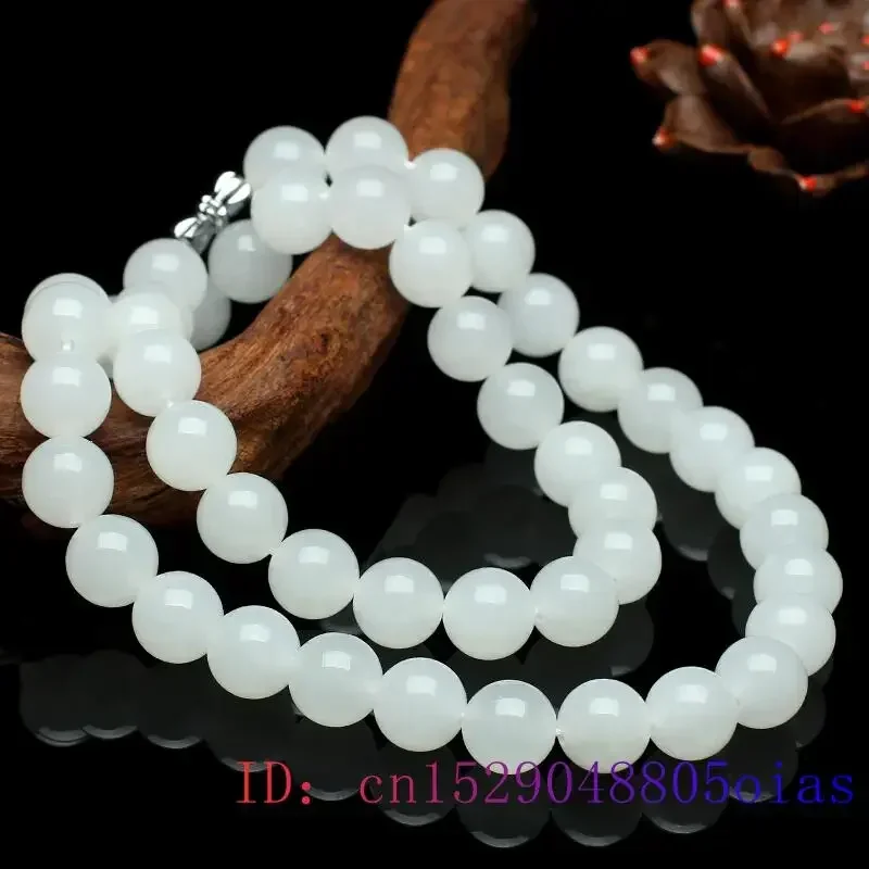White Jade Beaded Necklace Bea - Jewelry Making Gemstones ulasan dan harga