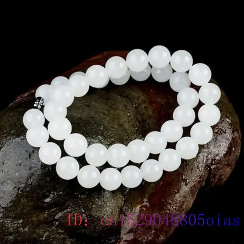 White Jade Beaded Necklace Bea - Jewelry Making Gemstones ulasan dan harga